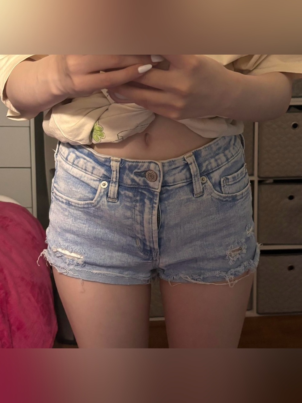 Light Wash Denim Cutoff Shorts